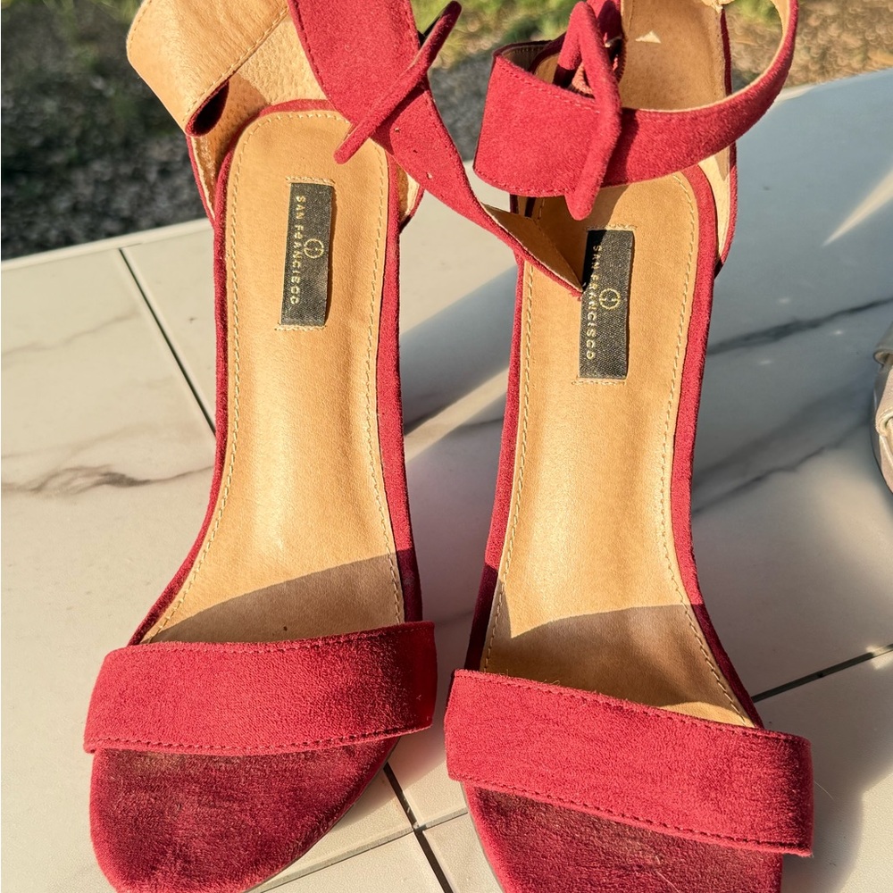 Marc Jacobs Red Stiletto Heels with Ankle Strap